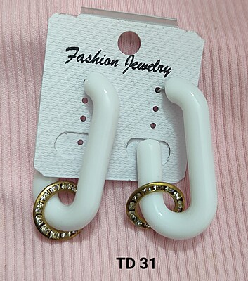 White Half Hoop Earring