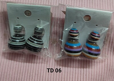 2 Pair Candy Colors 2 Way Beads Earrings- Front-Back Color Clossy Beads Contemporary Earrings for Girls & Women