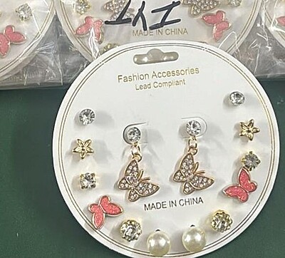 Combo set butterfly, stone and pearl earrings for girls and women for daily wear