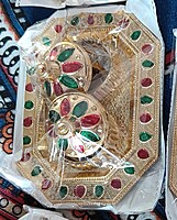 Decorative Indian Roli Chawal and Kumkum Platter Set, Hand Painted Plastic Plate Decorative Indian Roli Chawal and Kumkum Platter Set, Hand Painted Plastic Plate