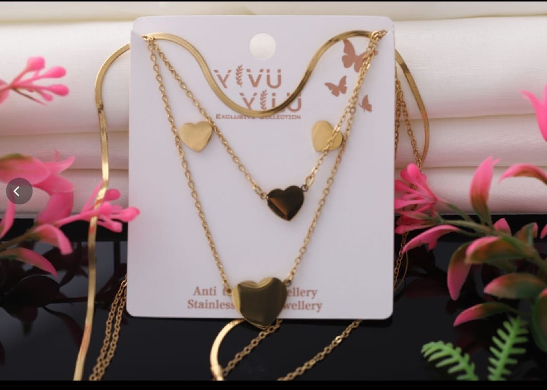 heart shape 3 layer anti tarnish chain