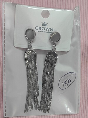 Latest Stylish Italian Designer Black and White Metal Tassel Earrings for Women