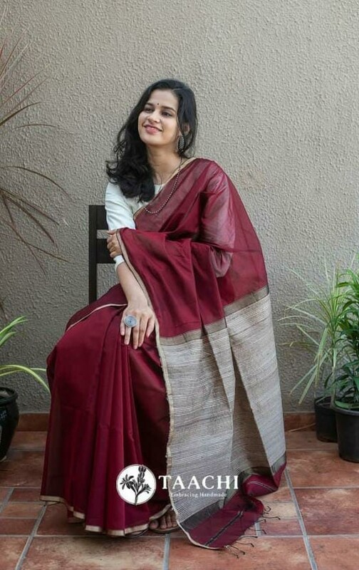 Bengal Handloom Saree - Maroon Colour Bengal Handloom Saree - Maroon Colour