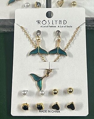 Mermaid Gold Chain Plated Necklace With Earrings for Women and Girls