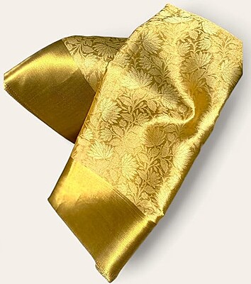 Nita Ambani Saree Gold | Banarasi Tissue Silk Saree with Zari Weave Pallu | Blouse Included