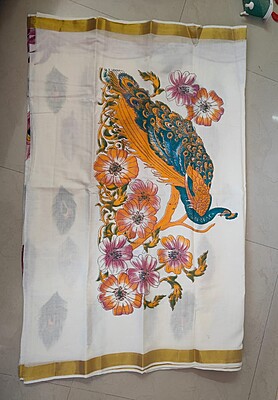Peacock Pallu Kerala Cotton saree