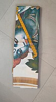 Kerala Kasavu Hand Brush Painted Cotton Saree