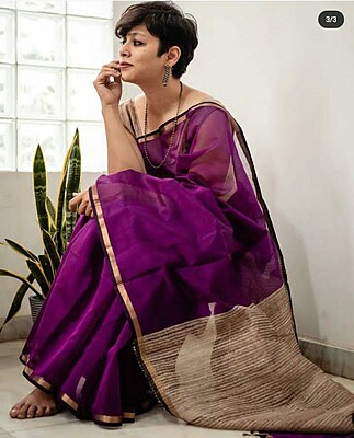 Bengal Handloom Purple colour Saree