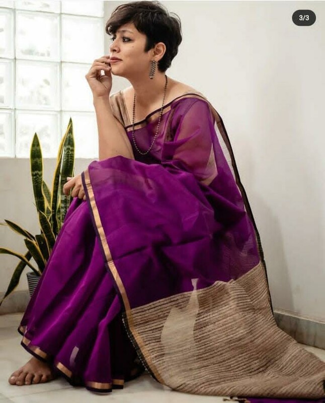Bengal Handloom Purple colour Saree Bengal Handloom Purple colour Saree