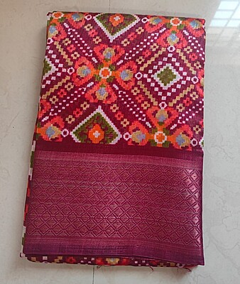 COTTON SAREE ZARI BORDER WITH BLOUSE - RED