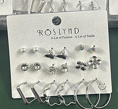 Combo Set Celebrity Inspired Latest Stylish Silver Plated Hoop and Crystal Pearl Stud Earrings for Women