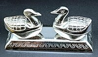 VARALAKSHMI Silver plated Kumkum Dabbi made of german silver (Silver Swan) VARALAKSHMI Silver plated Kumkum Dabbi made of german silver (Silver Swan)