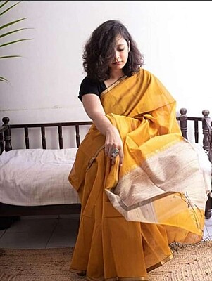Bengal Handloom Silk Cotton Saree - Yellow